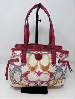 Coach Signature Scribble Pocket Tote  Bag